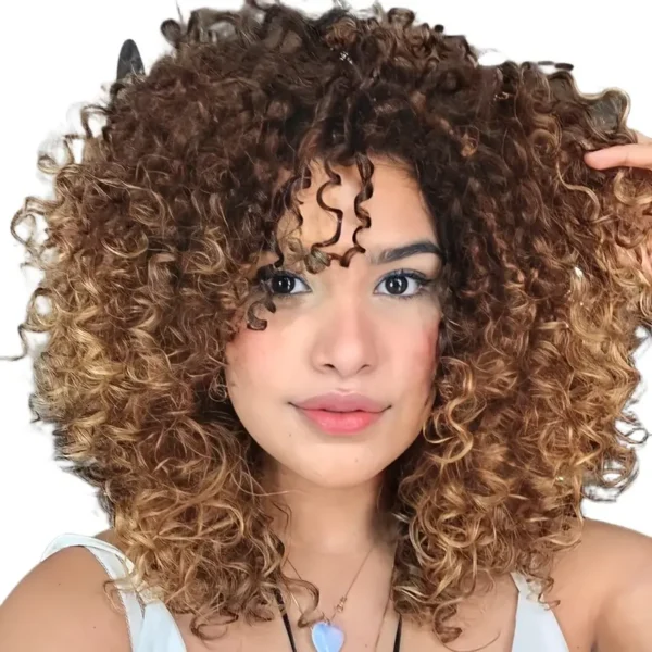 14-Inch Afro Blonde Wig with Bangs - Heat-Resistant Synthetic Hair for Women