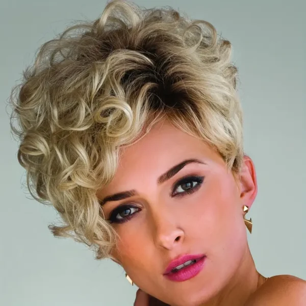 10-Inch Short Curly Blonde Wig with Bangs | Synthetic Elegant Full Wig